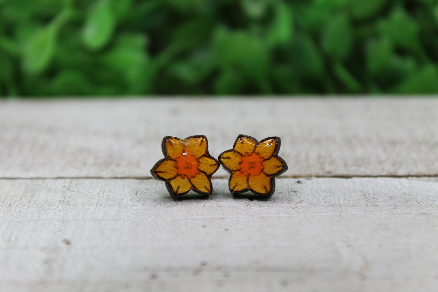 Yellow Daffodil Flowers • Stud Earrings