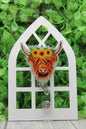 Sunflower Crown Highland Cow • Badge/ID Holder with Alligator Clip