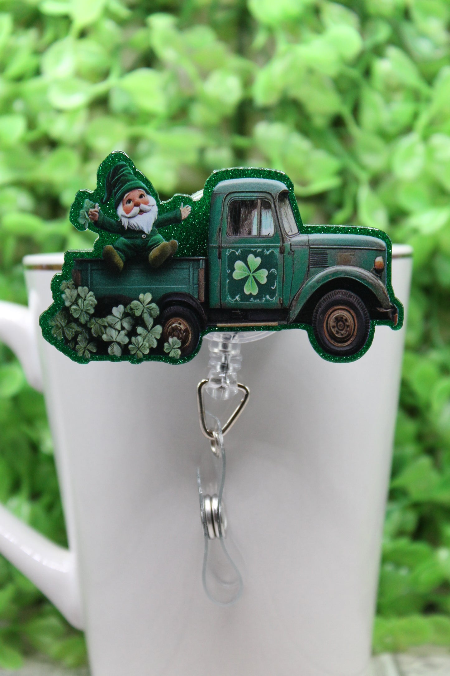 St. Patrick's Day Truck • Badge/ID Holder with Alligator Clip