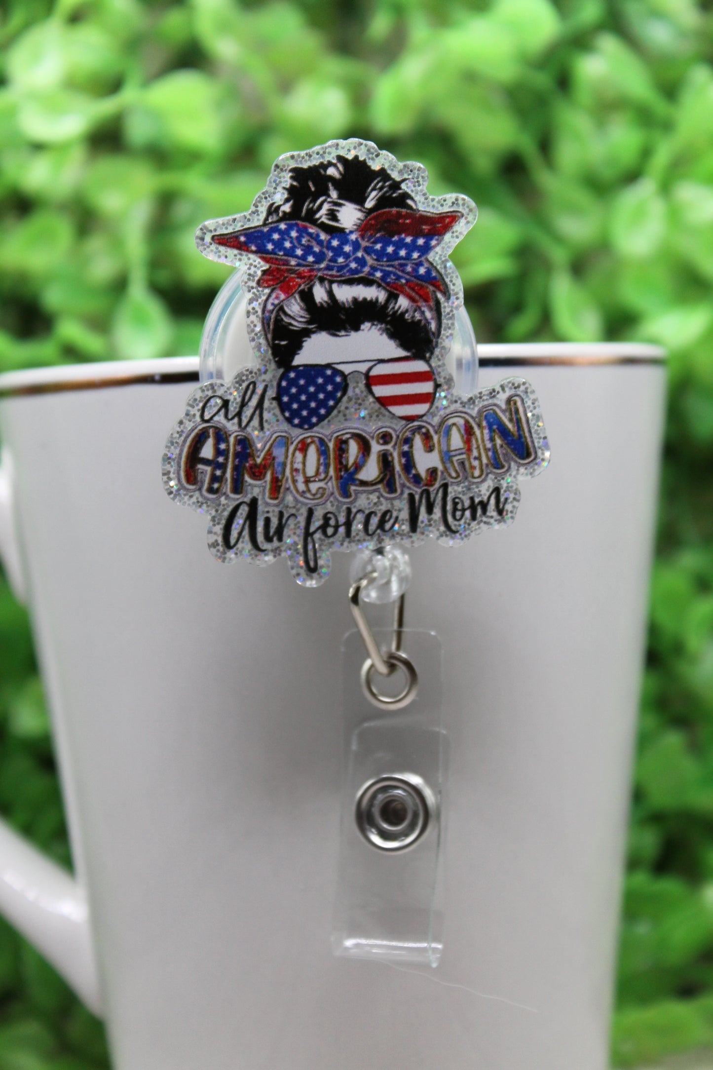 All American Air Force Mom • Badge/ID Holder with Alligator Clip