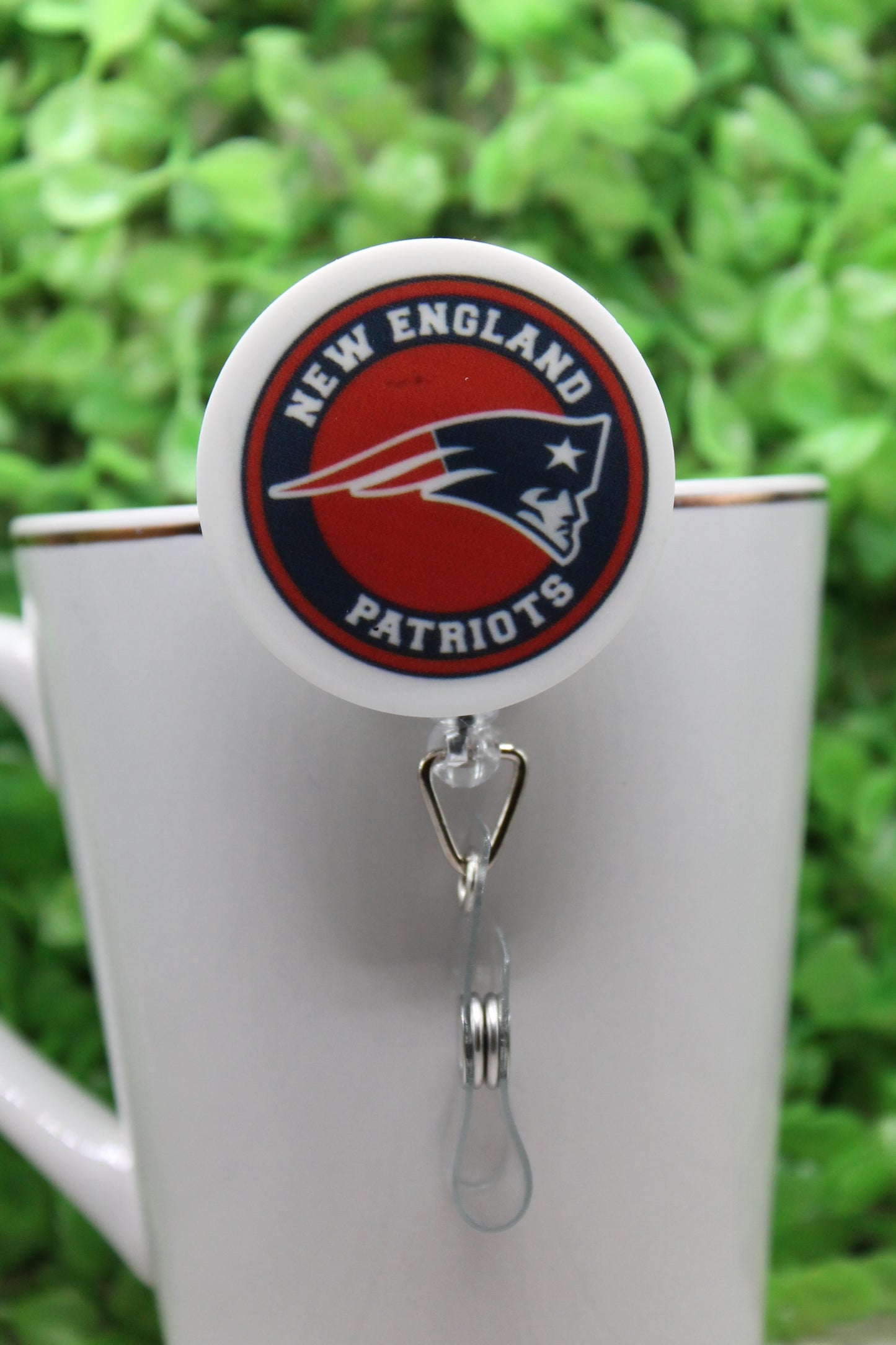 Football Patriots Circle • Badge/ID Holder with Alligator Clip