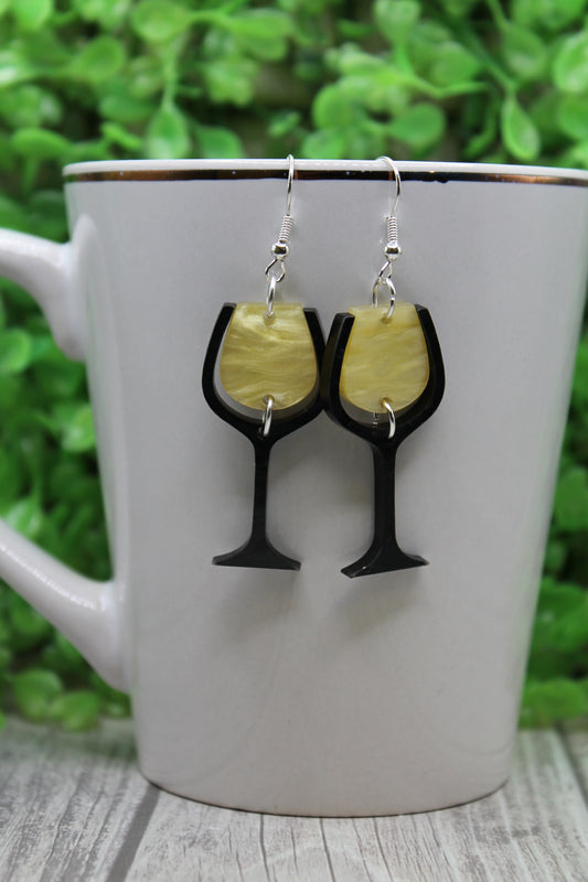 White Wine Glasses • Dangle Earrings