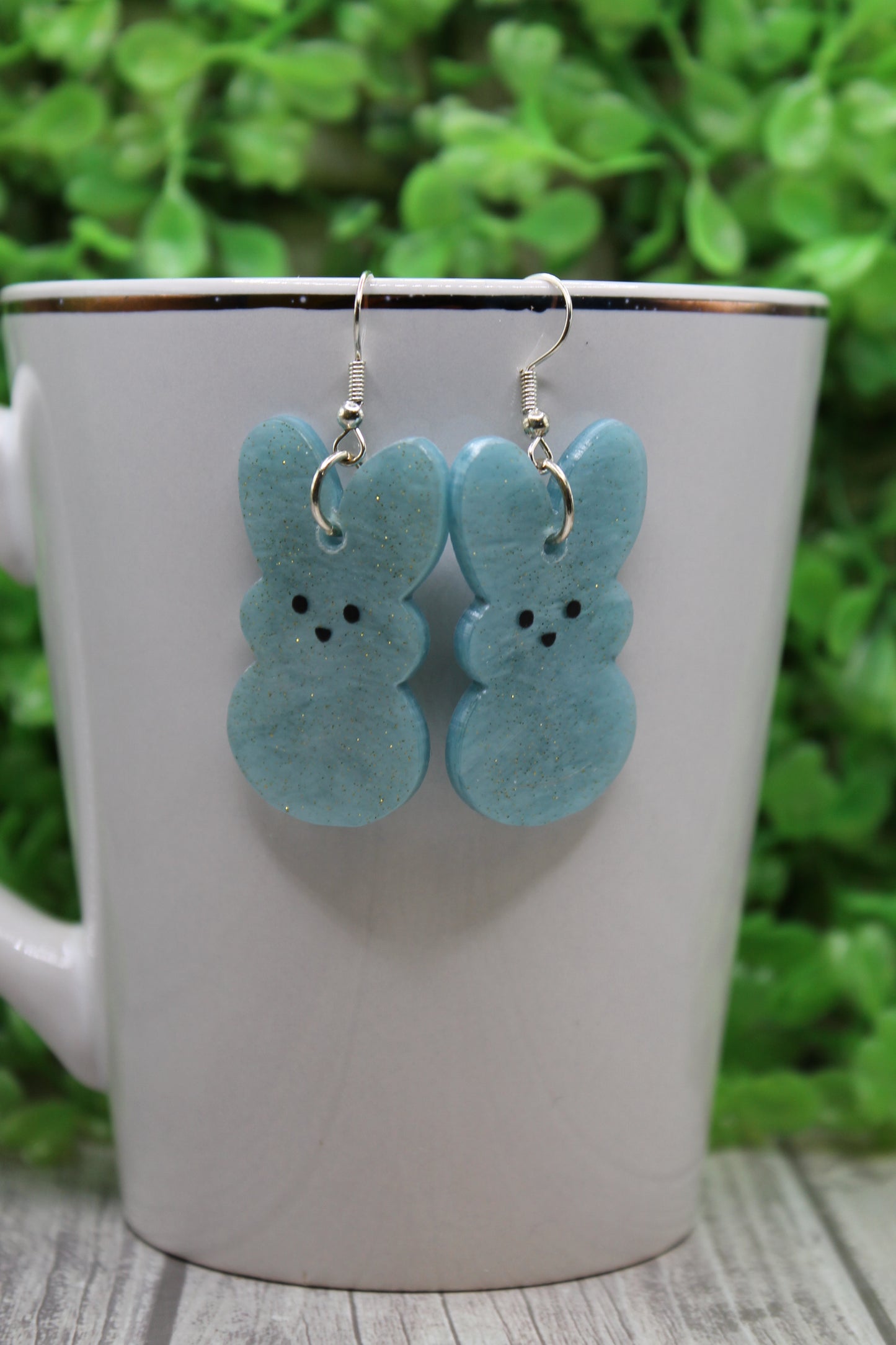 Blue Sparkle Peeps Easter • Dangle Earrings