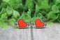 Red Heart and Arrow • Wood Stud Earrings