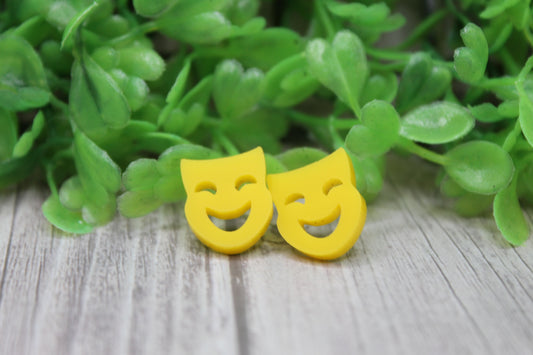 Yellow Mask Mardi Gras • Stud Earrings