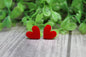 Red Matte Heart • Stud Earrings