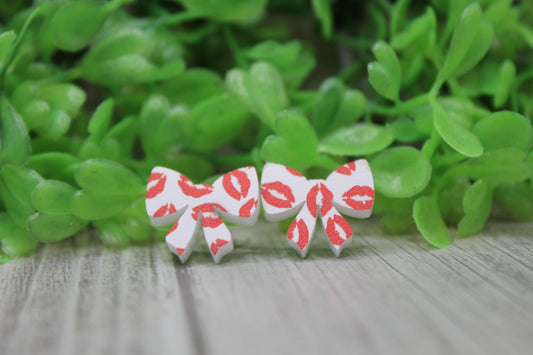 Red Lips Bow • Stud Earrings