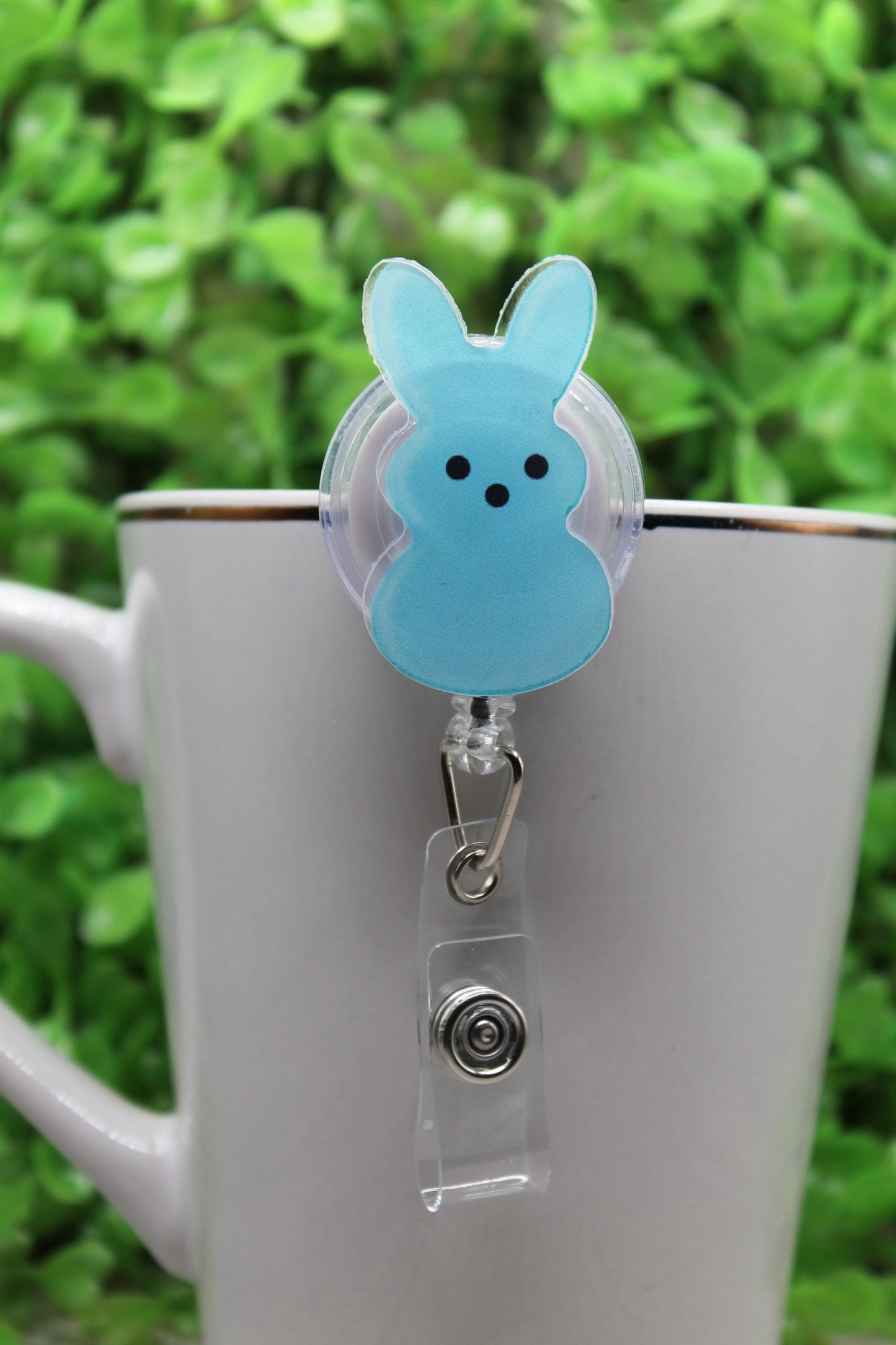 Blue Easter Peep • Badge/ID Holder with Alligator Clip