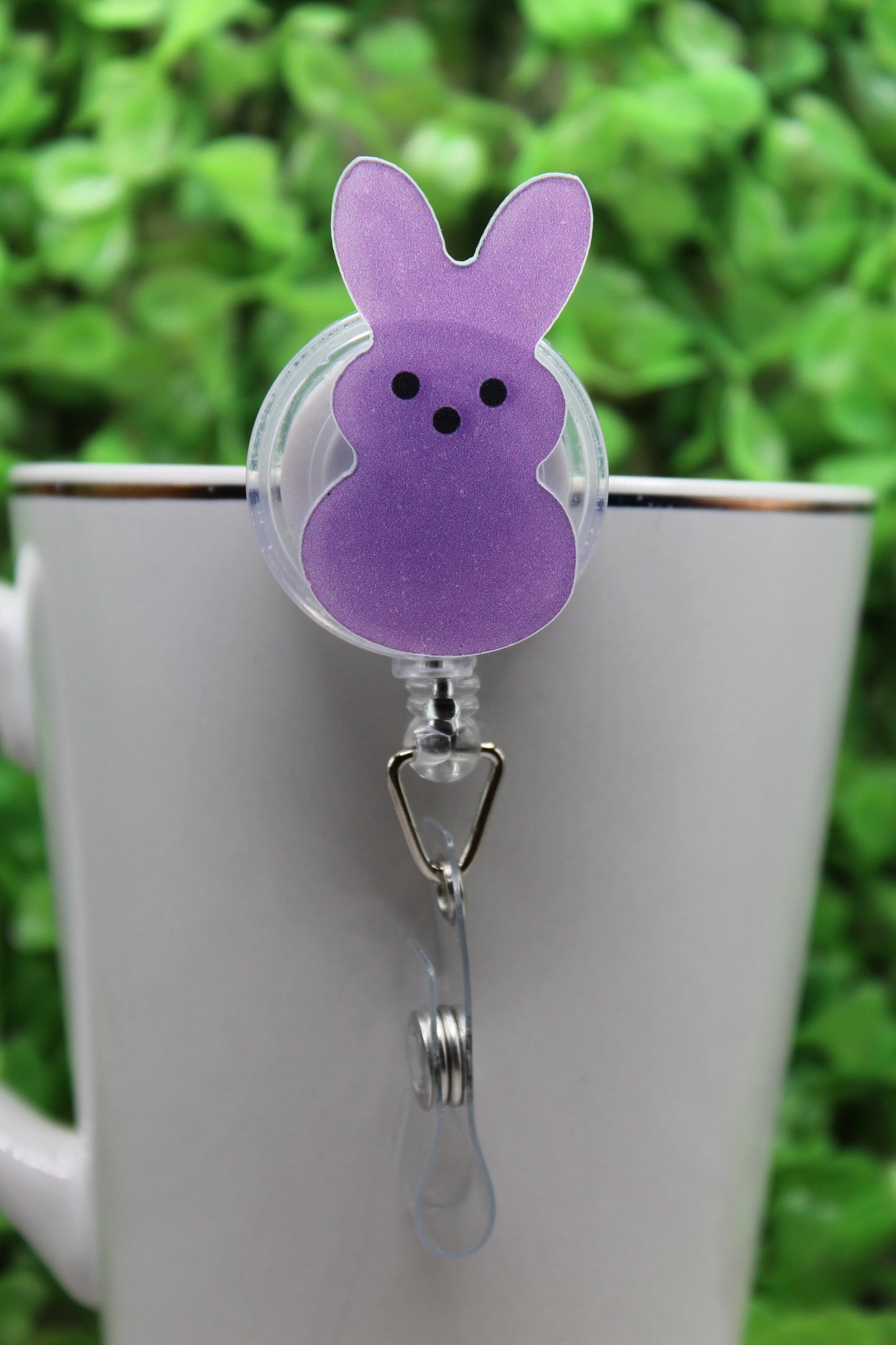 Purple Easter Peep • Badge/ID Holder with Alligator Clip