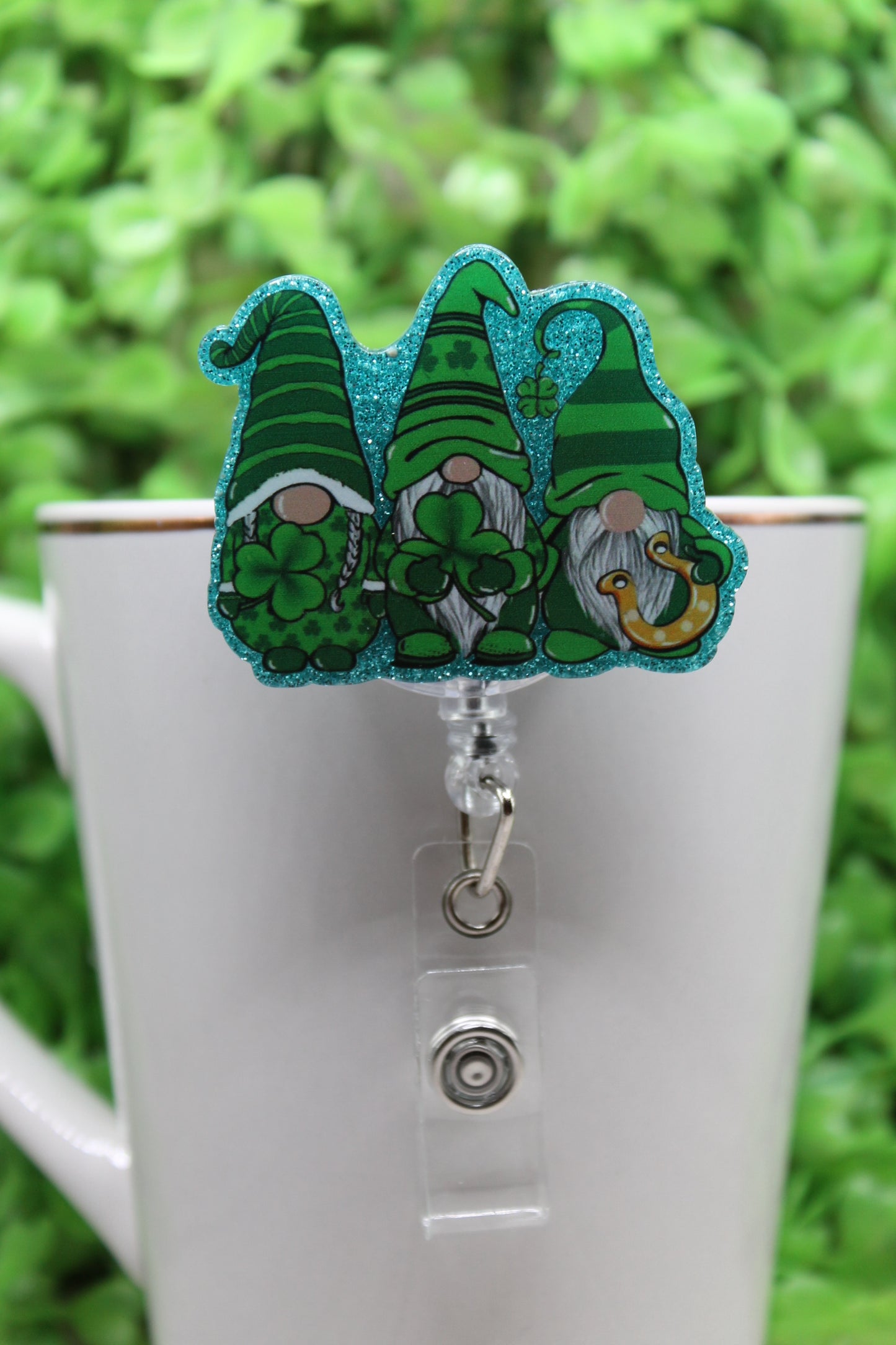 St. Patrick's Gnome Trio  • Badge/ID Holder with Alligator Clip