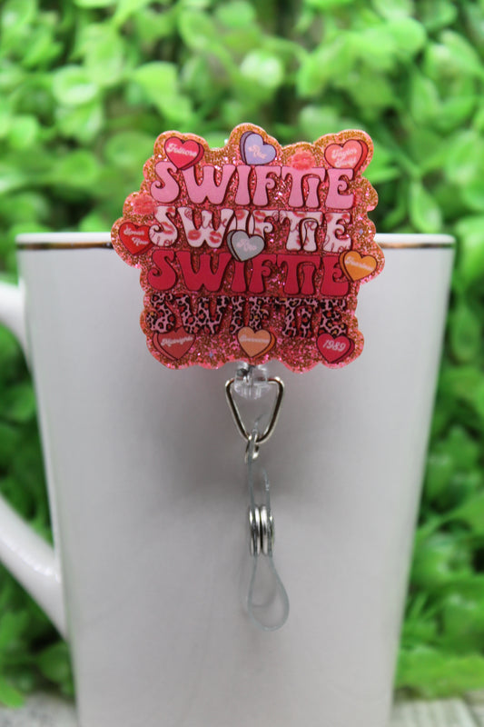 Swiftie Repeat Hearts • Badge/ID Holder with Alligator Clip