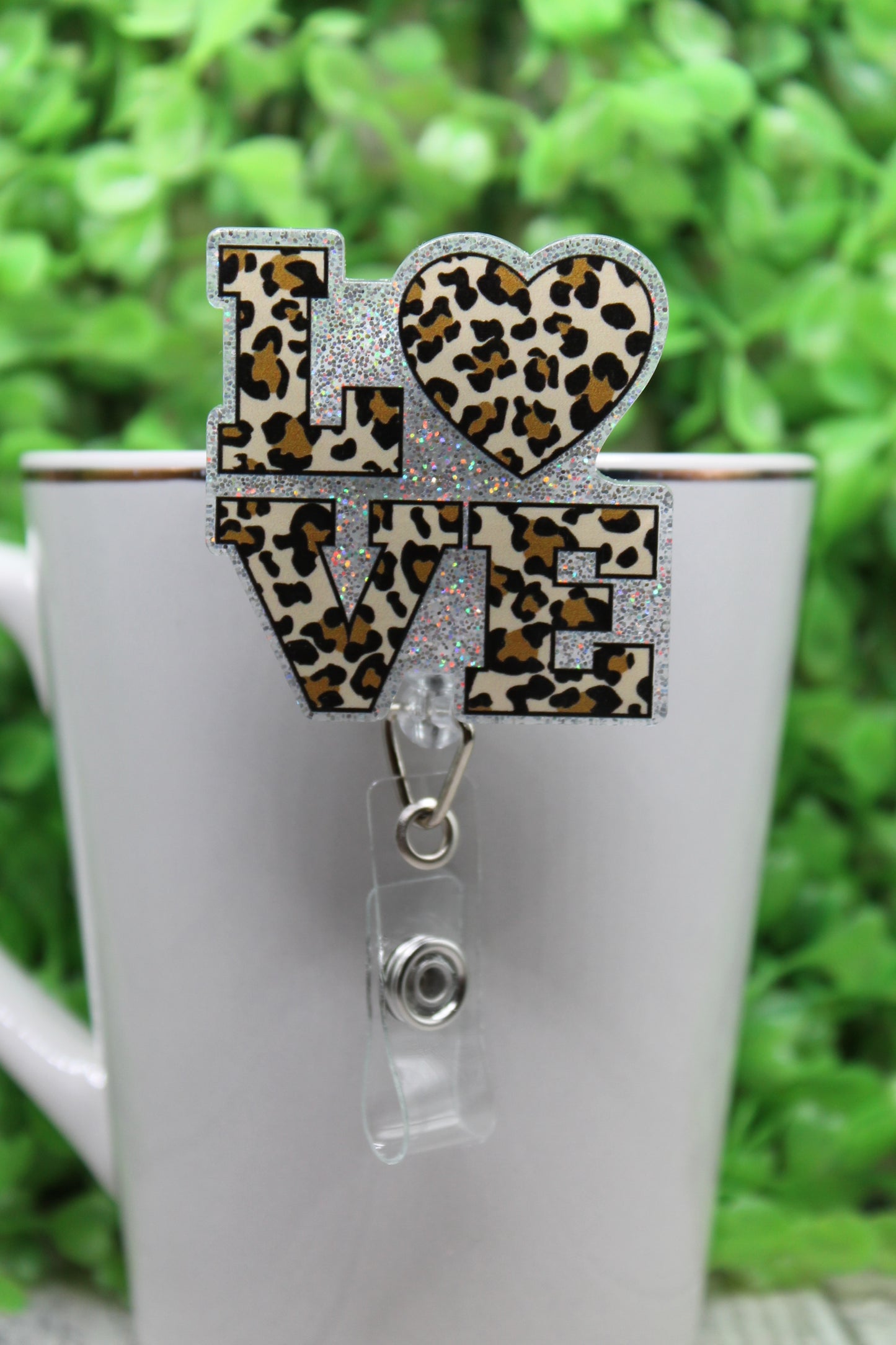 LOVE Leopard • Badge/ID Holder with Alligator Clip