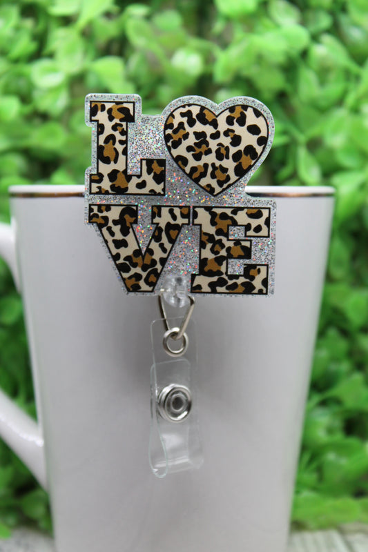 LOVE Leopard • Badge/ID Holder with Alligator Clip