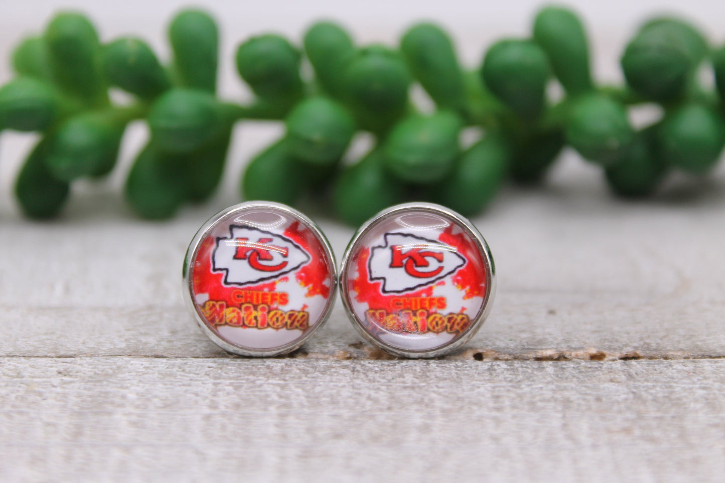 Football - KC Nation | 12mm Glass Stud Earrings