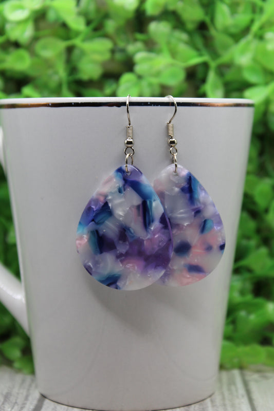 Pink & Blue Teardrop • Dangle Earrings