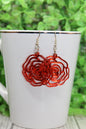 Red Mirrored Roses • Dangle Earrings