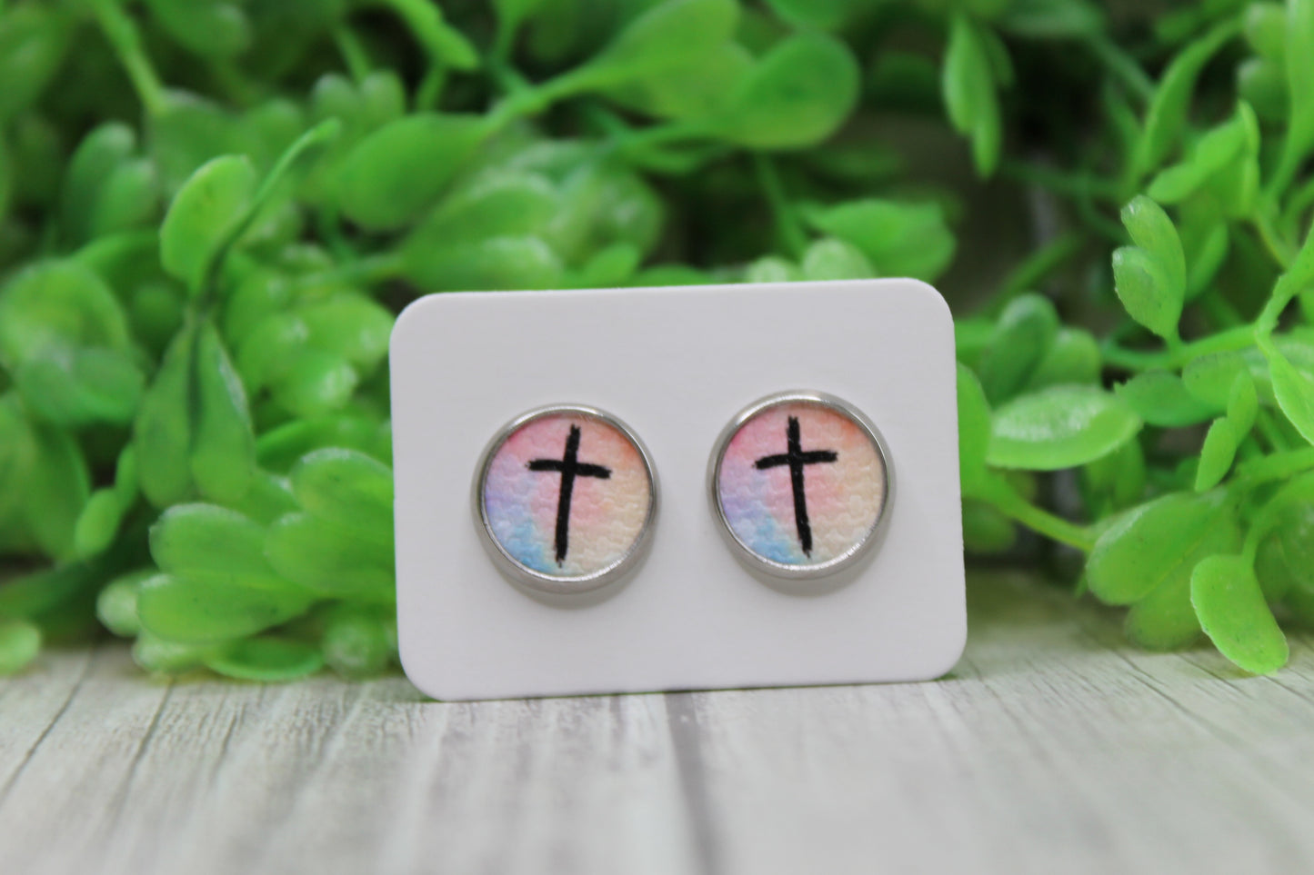 Watercolor Cross 'Mini' • Stud Earrings