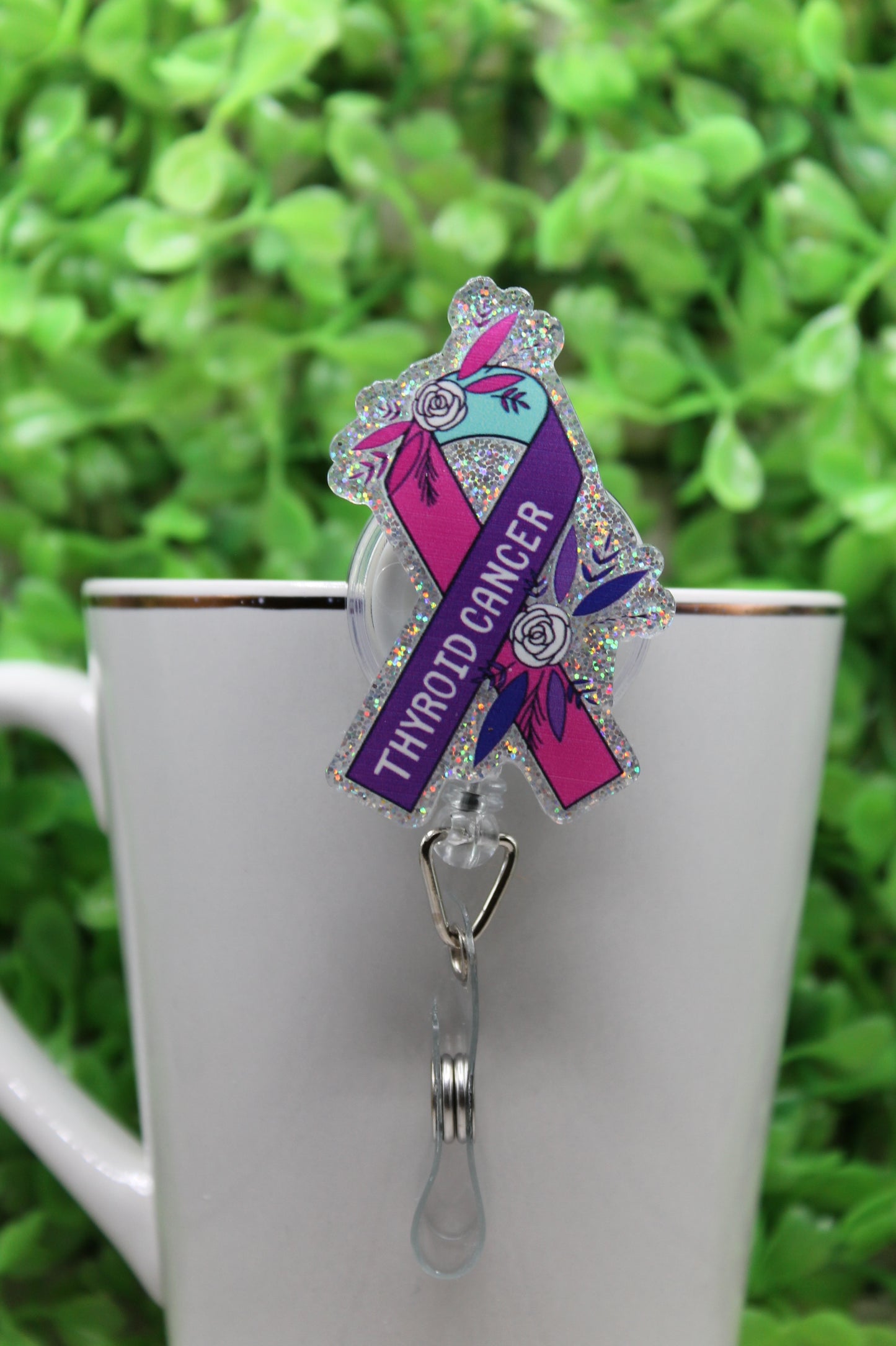 Thyroid Cancer Awareness • Badge/ID Holder with Alligator Clip