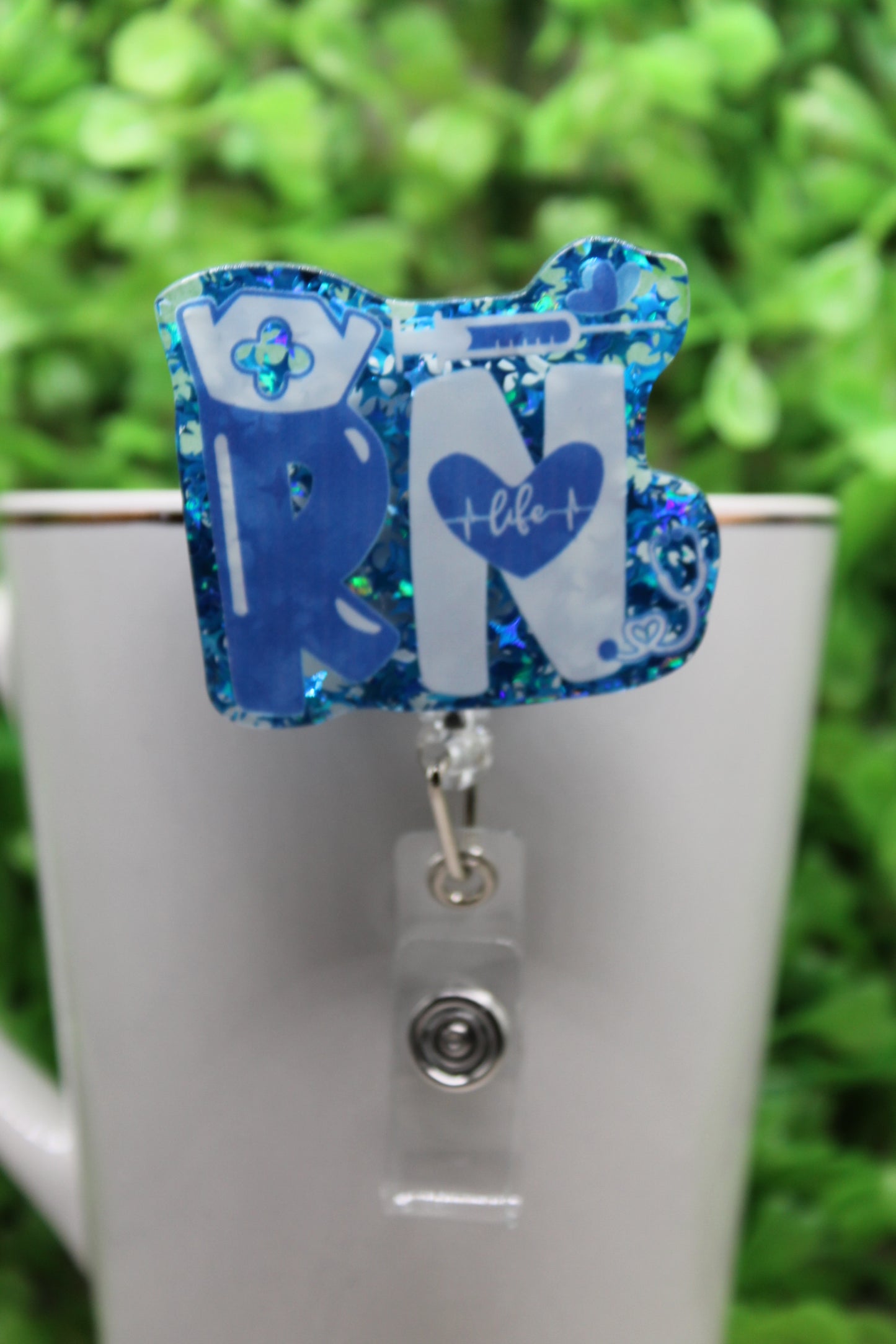 RN - Blue Confetti • Badge/ID Holder