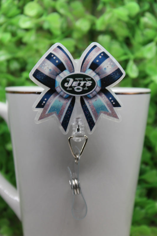 Football, Jets Bow • Badge/ID Holder