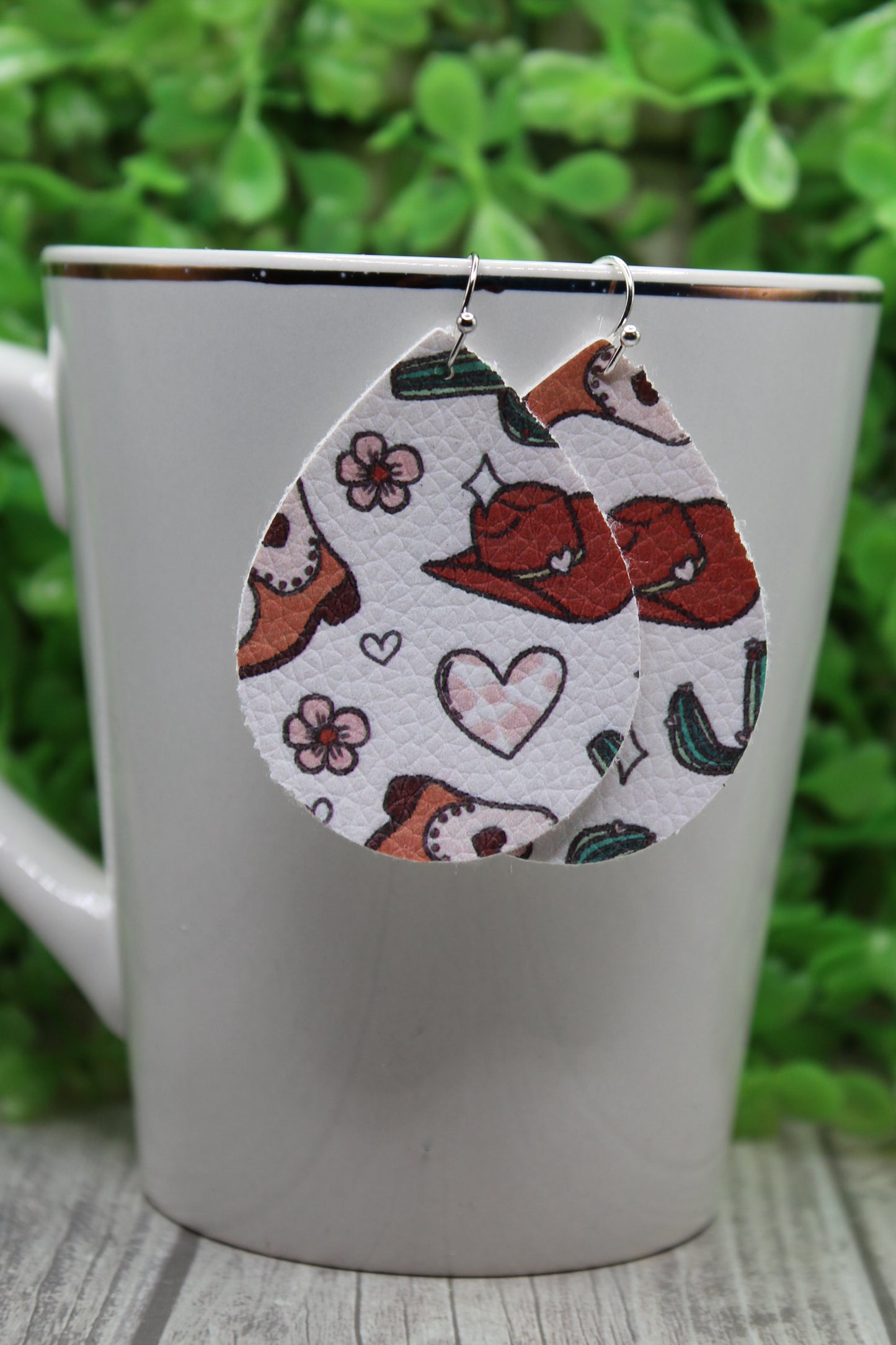Country-Western • Mini Faux Leather Teardrop Dangle Earrings