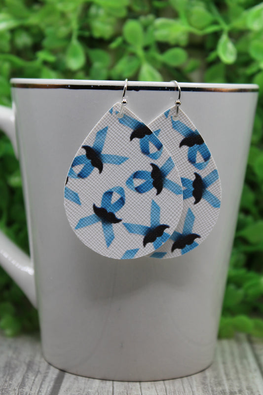 Men's Health Awareness • Mini Faux Leather Teardrop Dangle Earrings