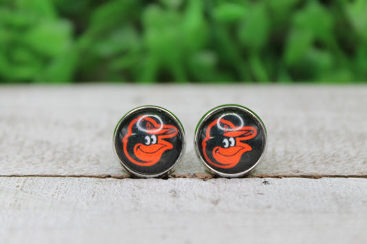 Baseball Orioles Mascot Stud Earrings
