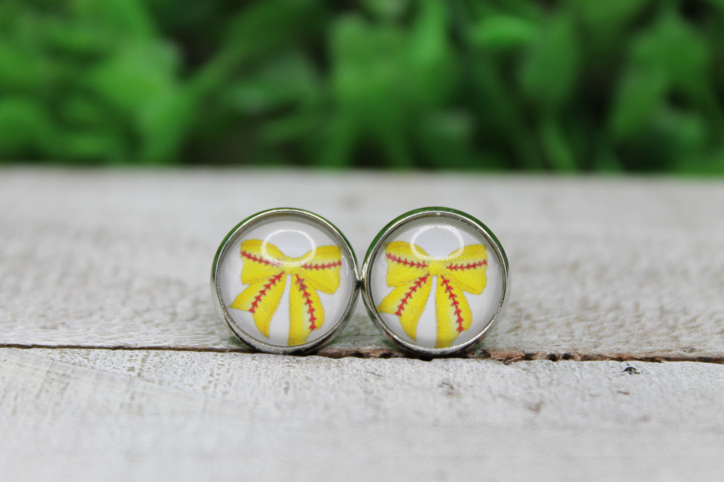 Softball Bow • Stud Earrings