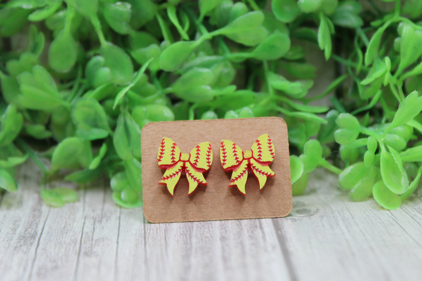 Softball Bow • Stud Earrings