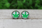 Green Leaf Glass Stud Earrings