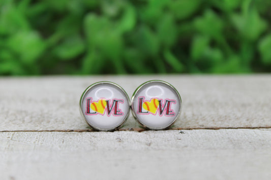 LOVE Softball Glass Stud Earrings