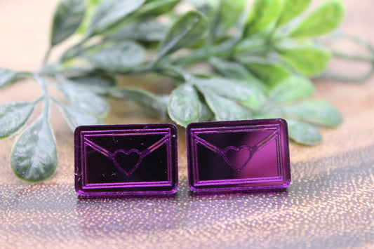 Purple Love Letters • Stud Earrings