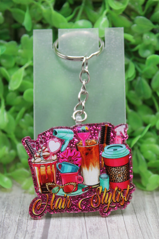 Hair Stylist Acrylic Keychain