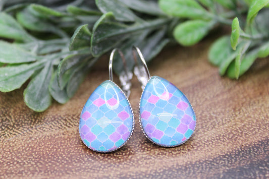 Mermaid Scales • Teardrop French Lever Earrings