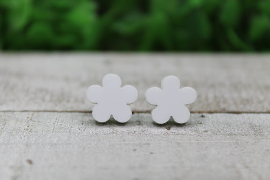 White Flower Stud Earrings