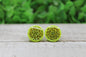 Neon Yellow Leopard Circle Stud Earrings