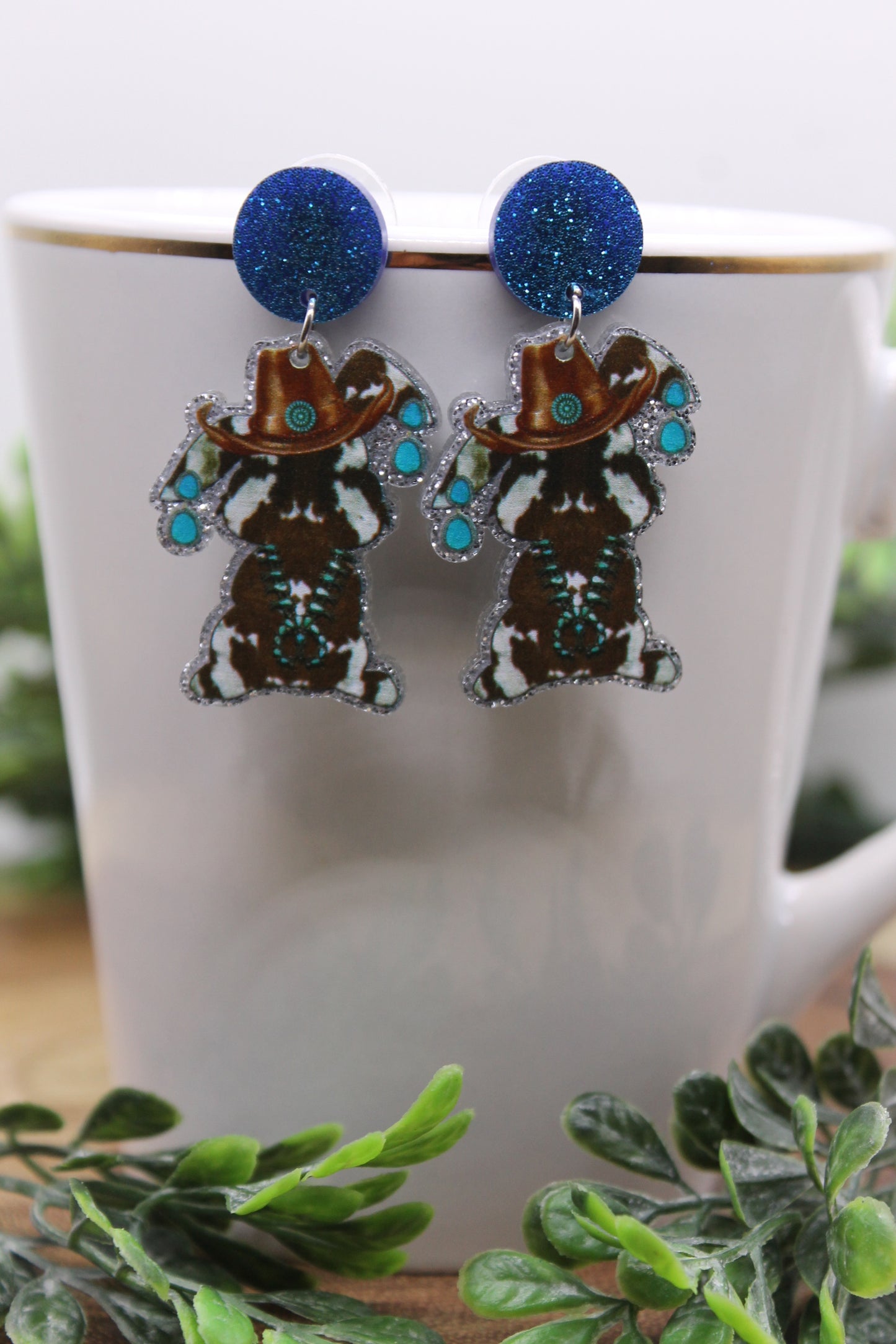 Western Easter Rabbit • Dangle Earrings