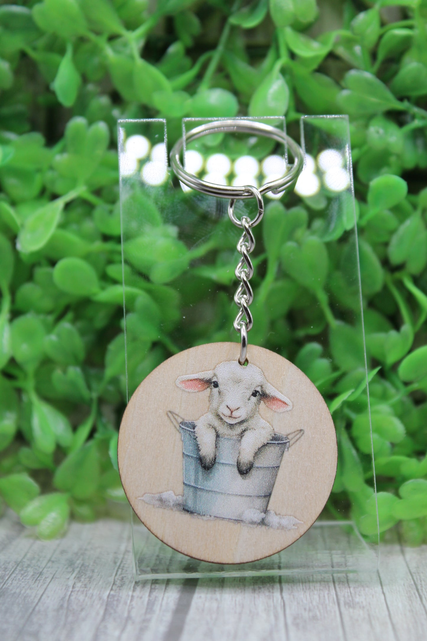 Lamb in a Bucket Keychain