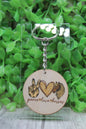 Peace Love Horses Wooden Keychain
