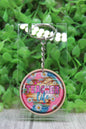 Pink & Turquoise Teacher Life Wooden Keychain