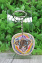 Tie Dye Highland Cow Wooden Keychain