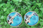 Turquoise & Cow Print Dangle Earrings