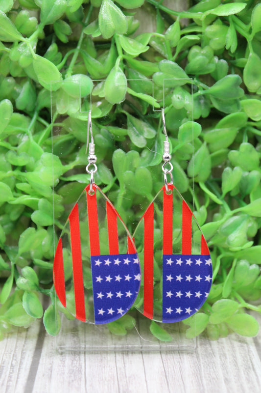 American Flag Teardrop Dangle Earrings