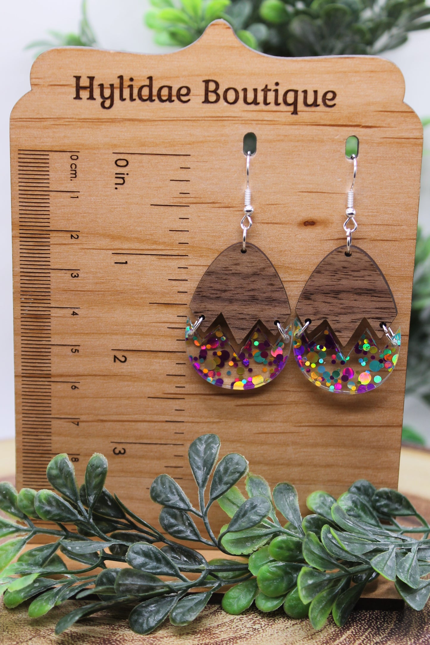 Multi-Colored Confetti Cracked Easter Egg • Dangle Earrings