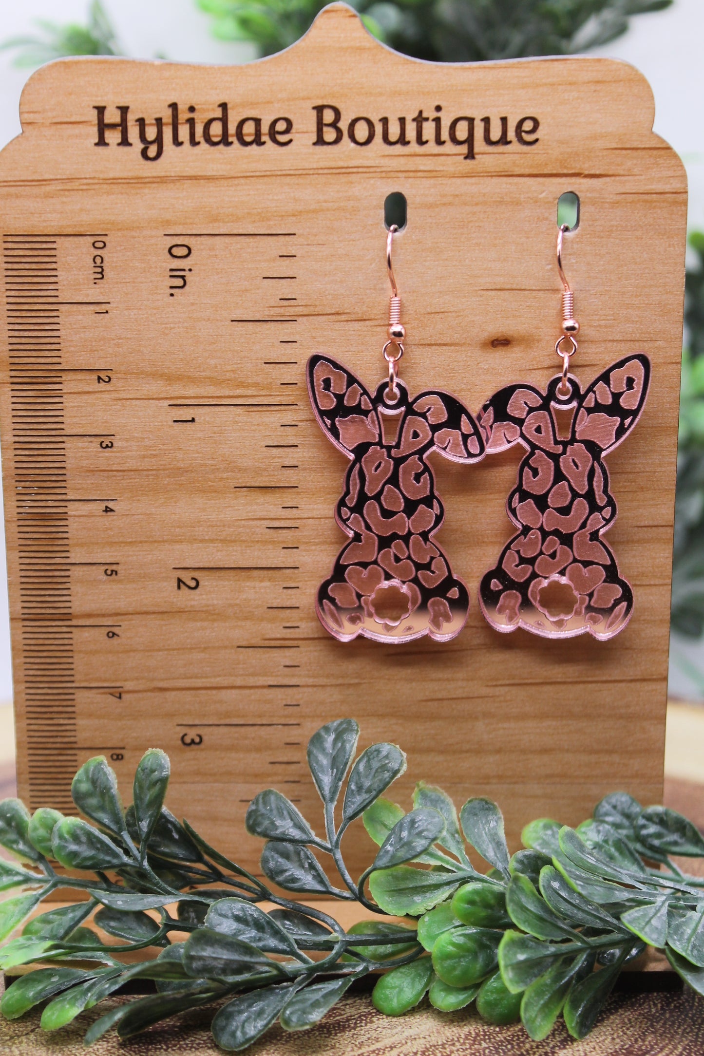 Pink Leopard Easter Rabbit • Dangle Earrings