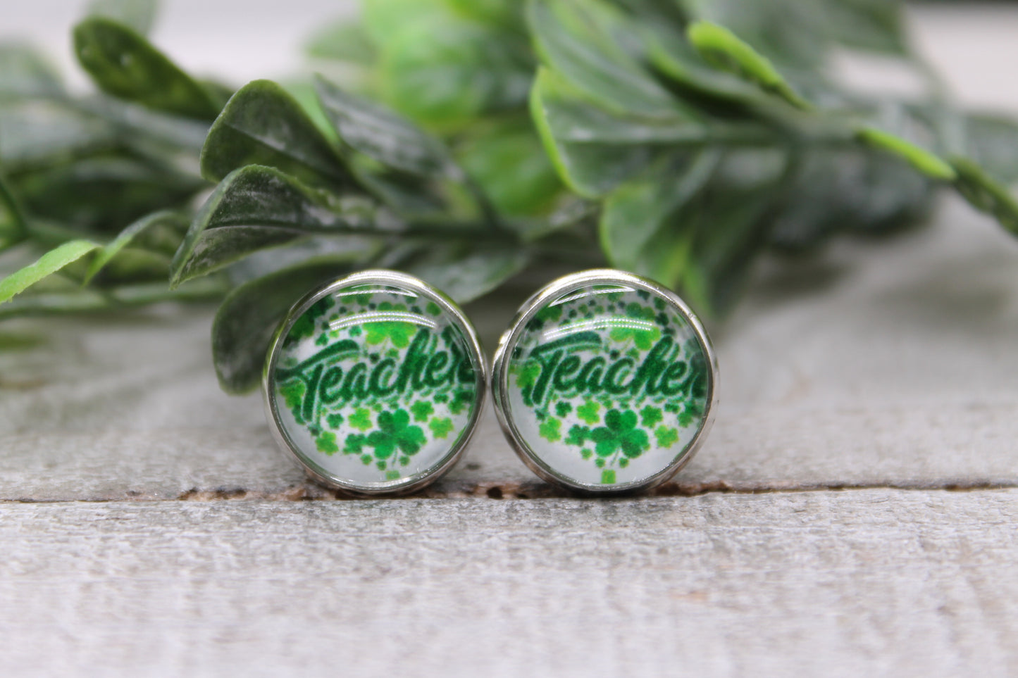 Teacher Clovers St. Patrick's Day • Stud Earrings