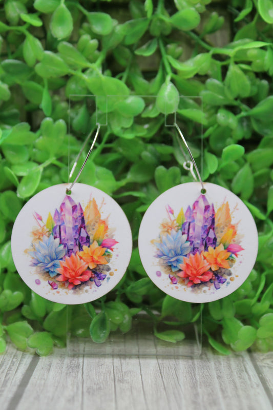 Crystals Circle Hoop Dangle Earrings