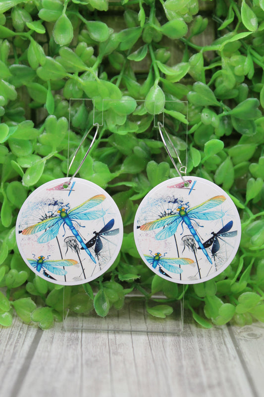 Dragonflies Circle Hoop Dangle Earrings