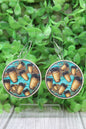 Coffee Cups Wood Circle Hoop Dangle Earrings