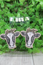 Leopard Headband Cow Wood Hoop Dangles Earrings